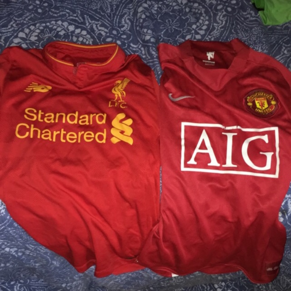 Liverpool and man united jerseys